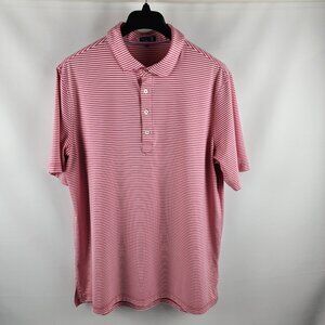 Stitch Shirt Mens XL Pink White Striped S/S Golf Performance Polo